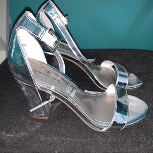 Silver Block Heels